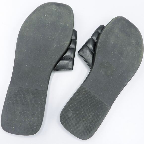 Report Rosalee Puff‎ Slide Sandals Studded Sz 7 Black Faux Leather Square Toe - Picture 9 of 10